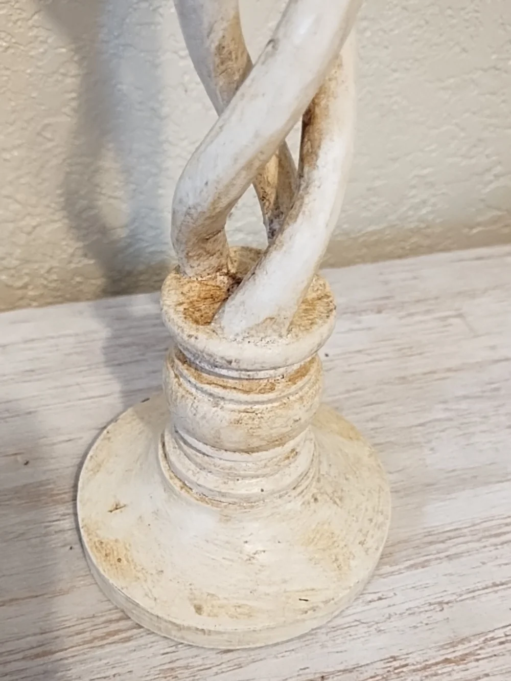 White Distressed Wood Candle Holders Set - Home Accents